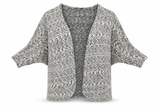 Atmosphere Womens White Geometric  Cardigan Jumper Size S