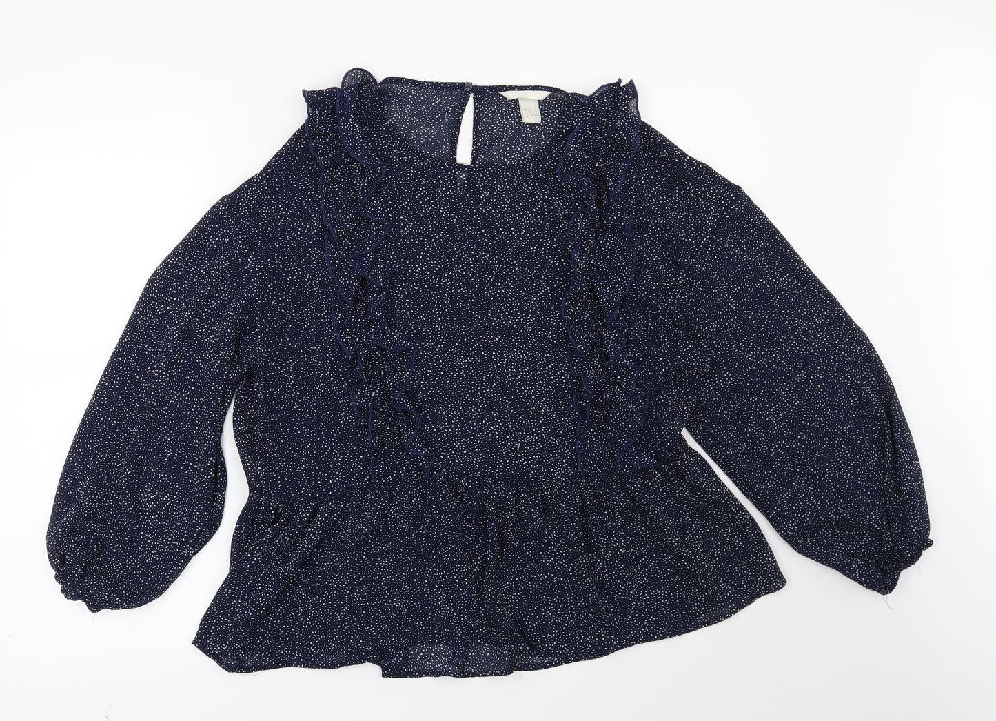 H&M Womens Blue Geometric  Basic Blouse Size 10
