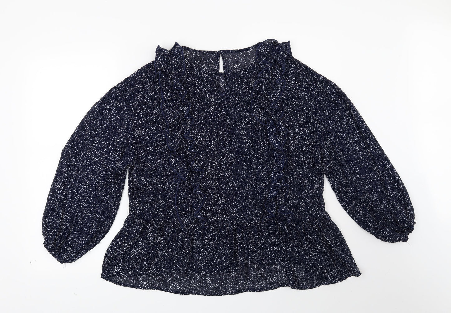 H&M Womens Blue Geometric  Basic Blouse Size 10