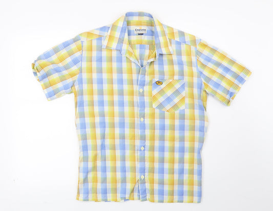 Encore Mens Blue Check   Button-Up Size M