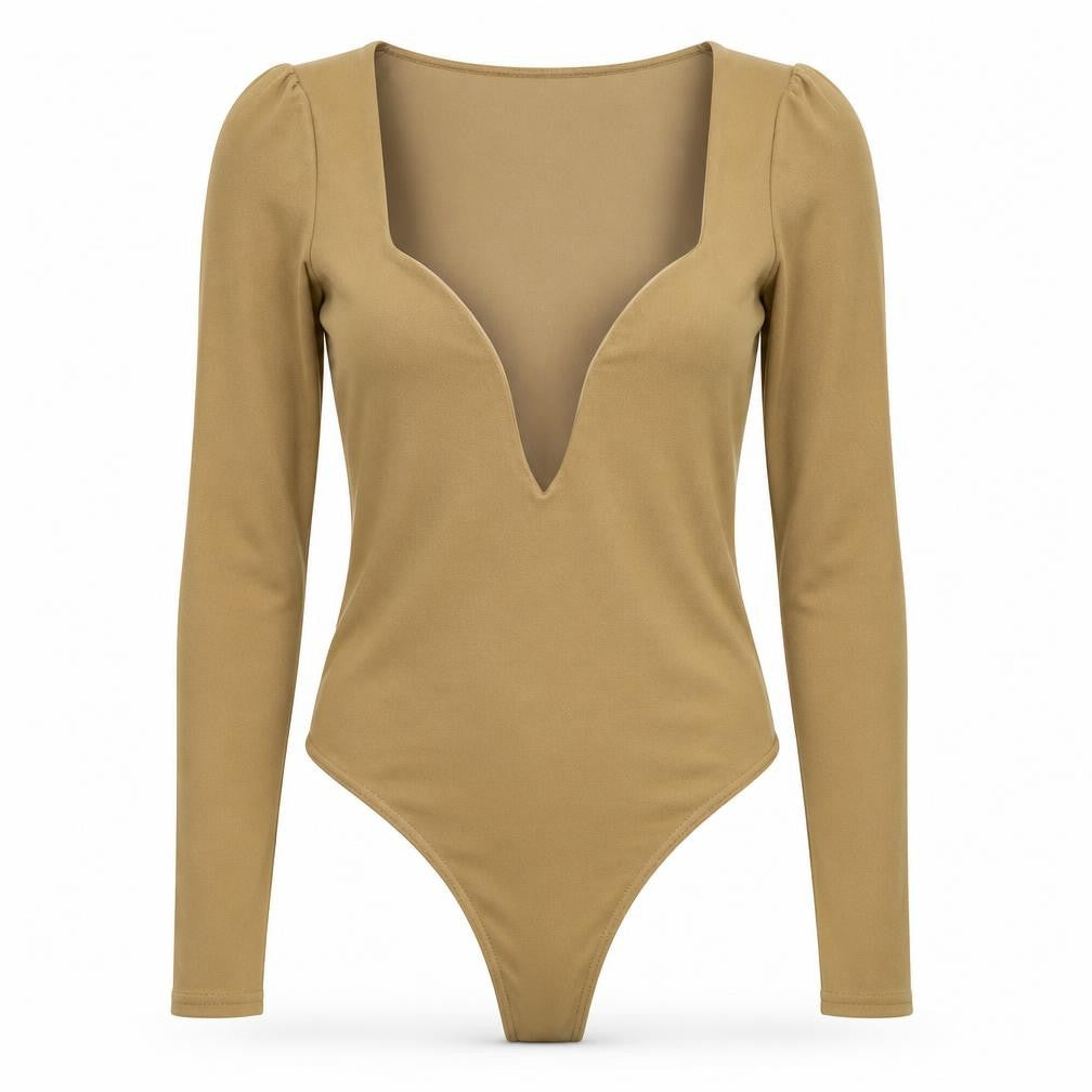 PRETTYLITTLETHING Womens Beige   Bodysuit One-Piece Size 10