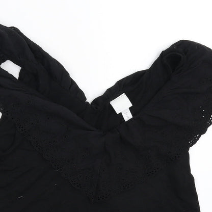 Preloved H&M Womens Black   Basic T-Shirt Size XS - Detail