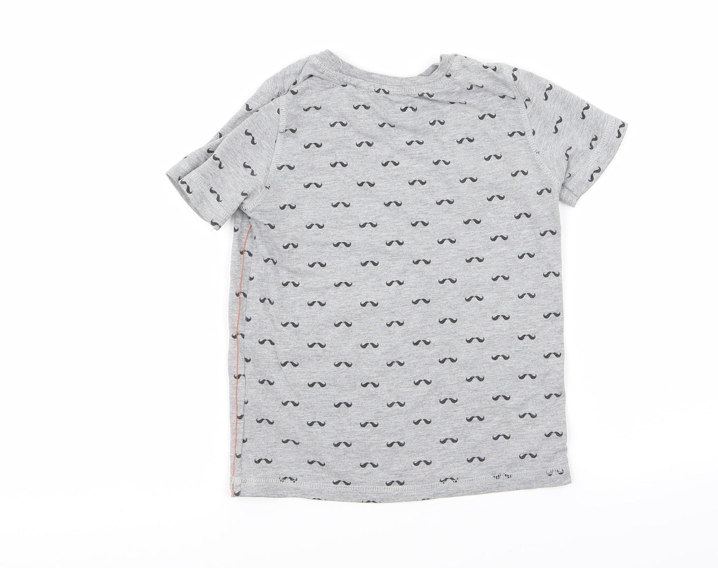 F&F Boys Grey   Basic T-Shirt Size 4 Years  - mustache
