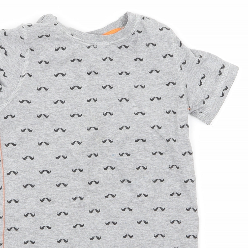 F&F Boys Grey   Basic T-Shirt Size 4 Years  - mustache