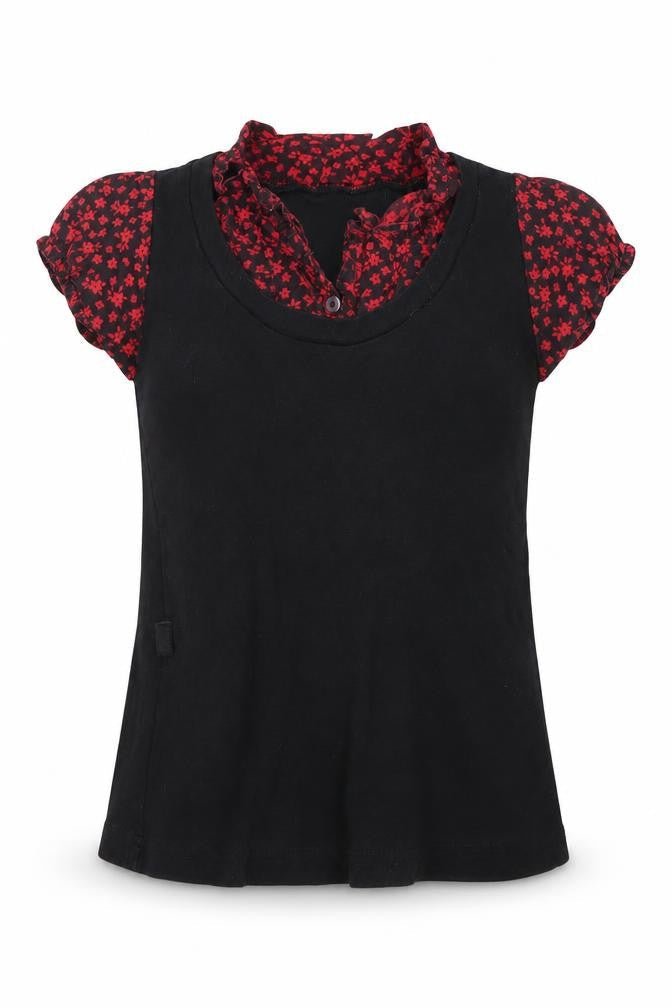 Miss Evie Girls Black   Basic Blouse Size 6-7 Years