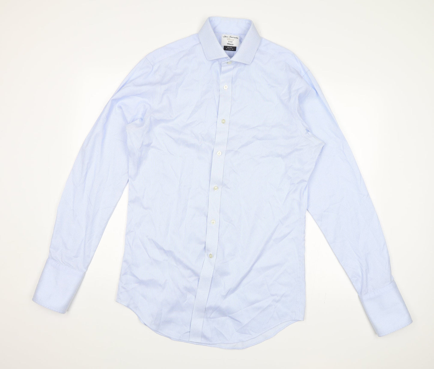 John Francome Mens Blue Striped   Dress Shirt Size 36