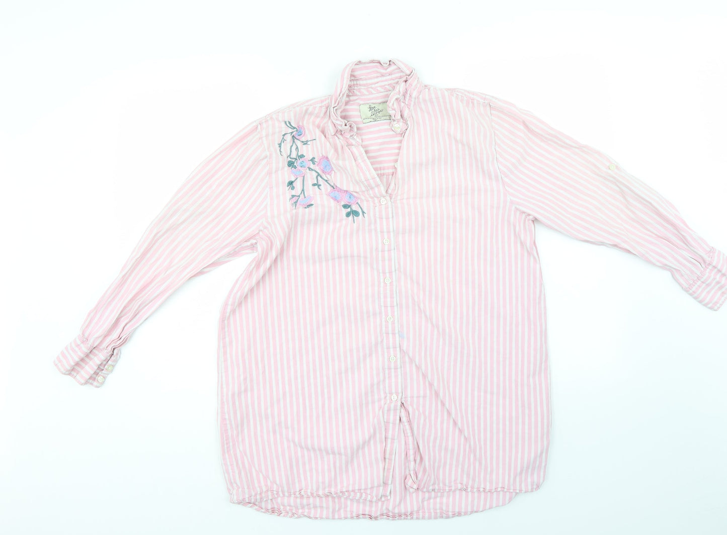 LOVE TO LOUNGE Womens Pink Striped  Basic Button-Up Size 14