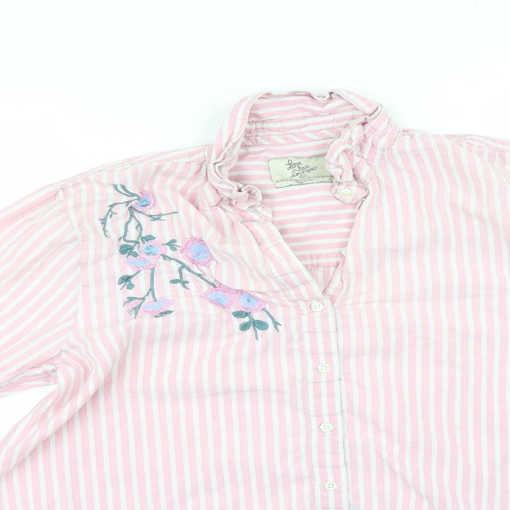 LOVE TO LOUNGE Womens Pink Striped  Basic Button-Up Size 14