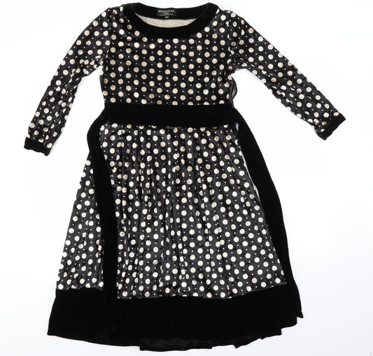 Pussycat Womens Black Polka Dot  Jumper Dress  Size 8