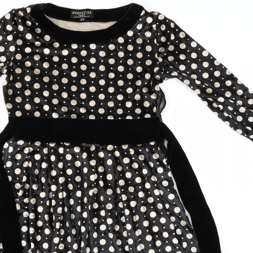 Pussycat Womens Black Polka Dot  Jumper Dress  Size 8