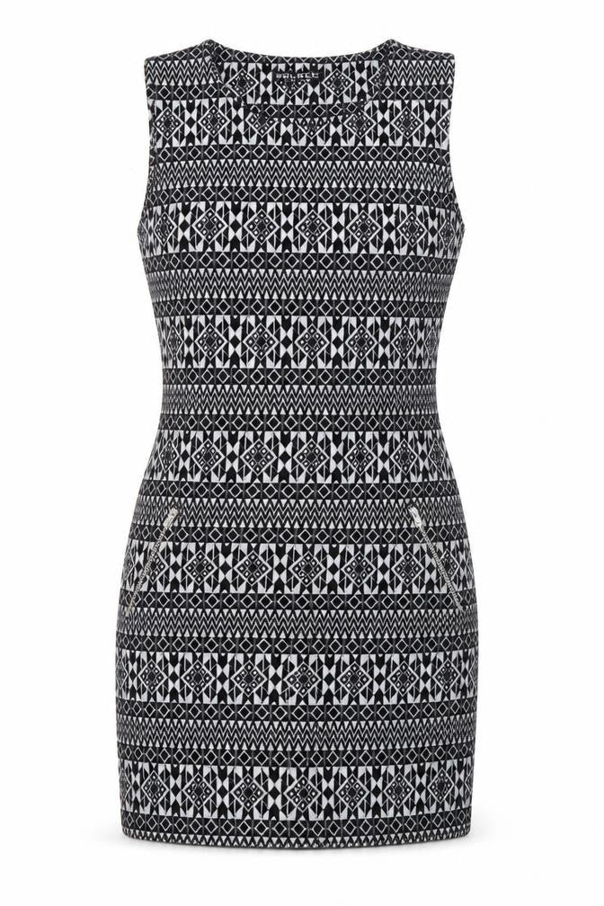 Select Womens Black Geometric  Tank Dress  Size 12