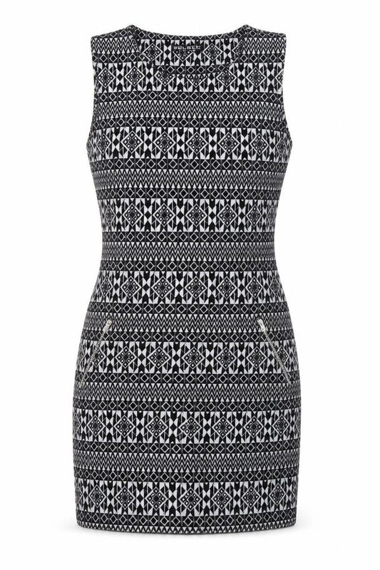 Select Womens Black Geometric  Tank Dress  Size 12