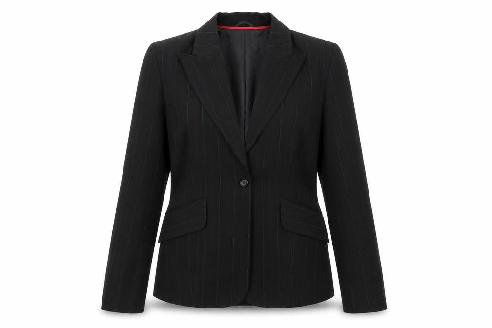 Liquid Womens Black Striped  Jacket Suit Jacket Size 14