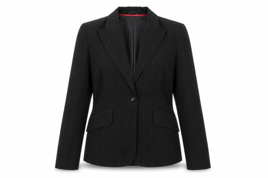 Liquid Womens Black Striped  Jacket Suit Jacket Size 14