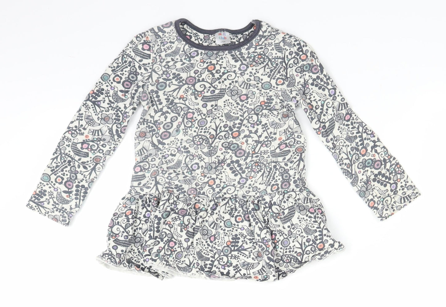 Mini Club Girls Grey Floral  Basic Blouse Size 2-3 Years