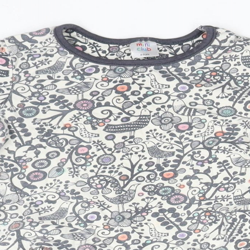 Mini Club Girls Grey Floral  Basic Blouse Size 2-3 Years