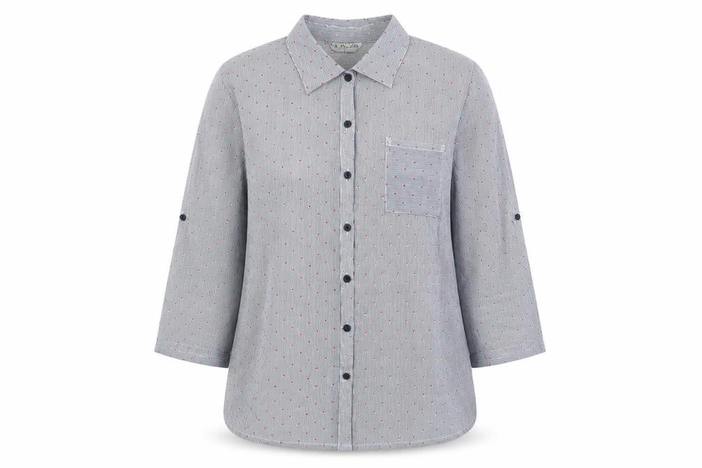 f.d.joseph Womens Blue Polka Dot  Basic Blouse Size M