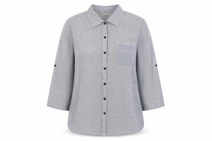 f.d.joseph Womens Blue Polka Dot  Basic Blouse Size M