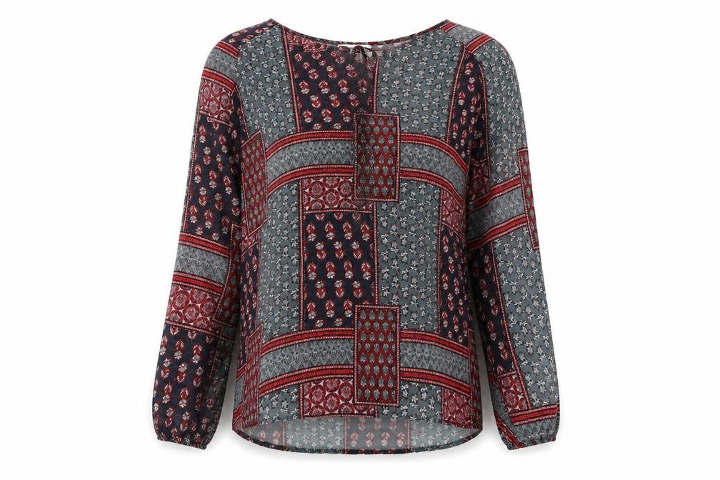 Brave Soul Womens Green Geometric  Basic Blouse Size M