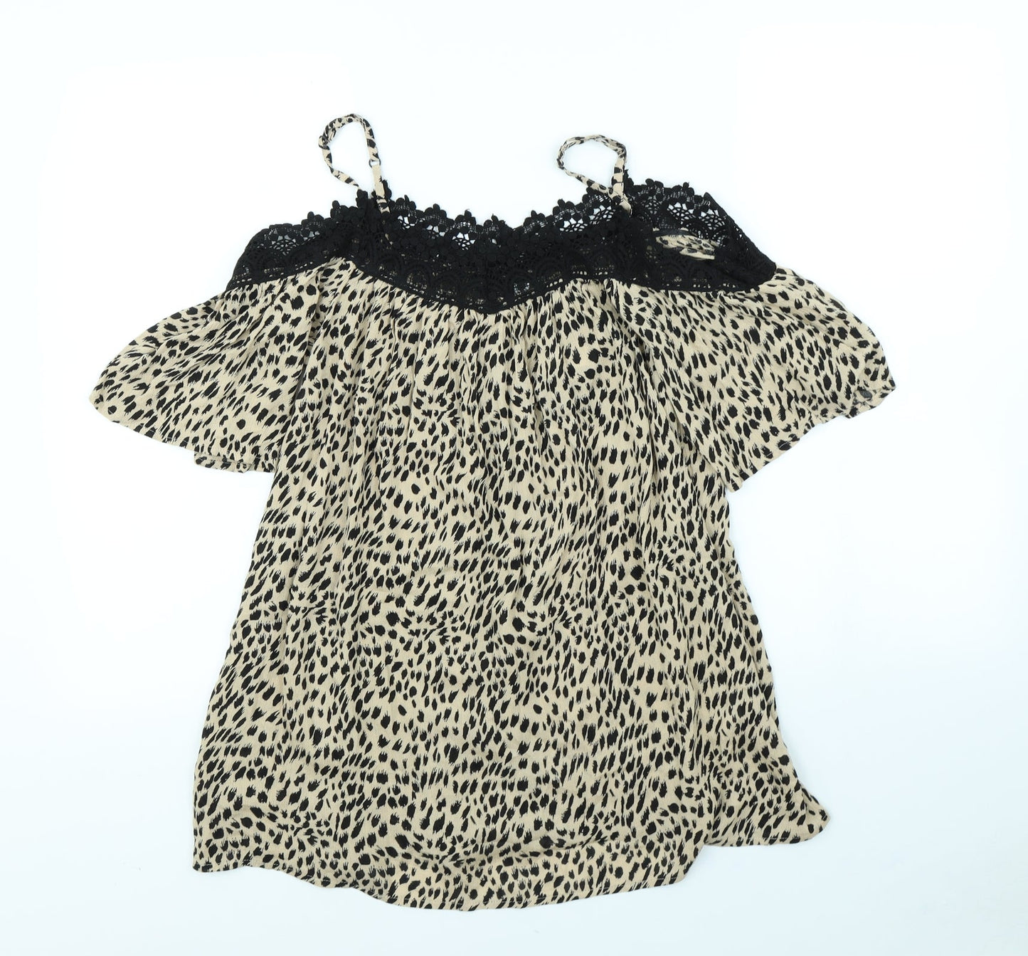 pep & Co Womens Brown Animal Print  Basic Blouse Size 8