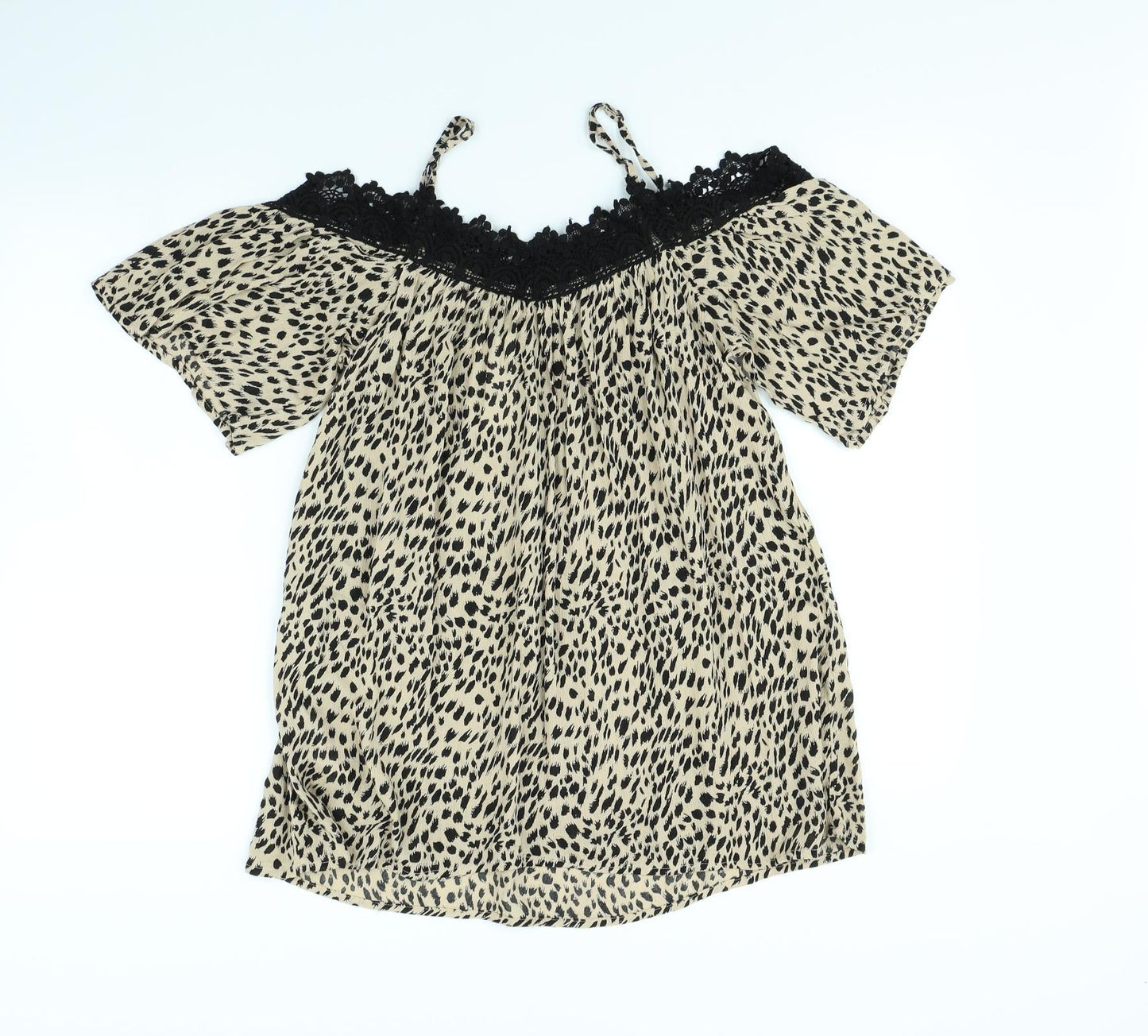 pep & Co Womens Brown Animal Print  Basic Blouse Size 8