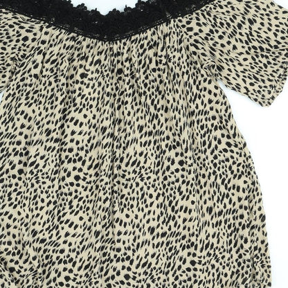 Preloved pep & Co Womens Brown Animal Print  Basic Blouse Size 8 - Label