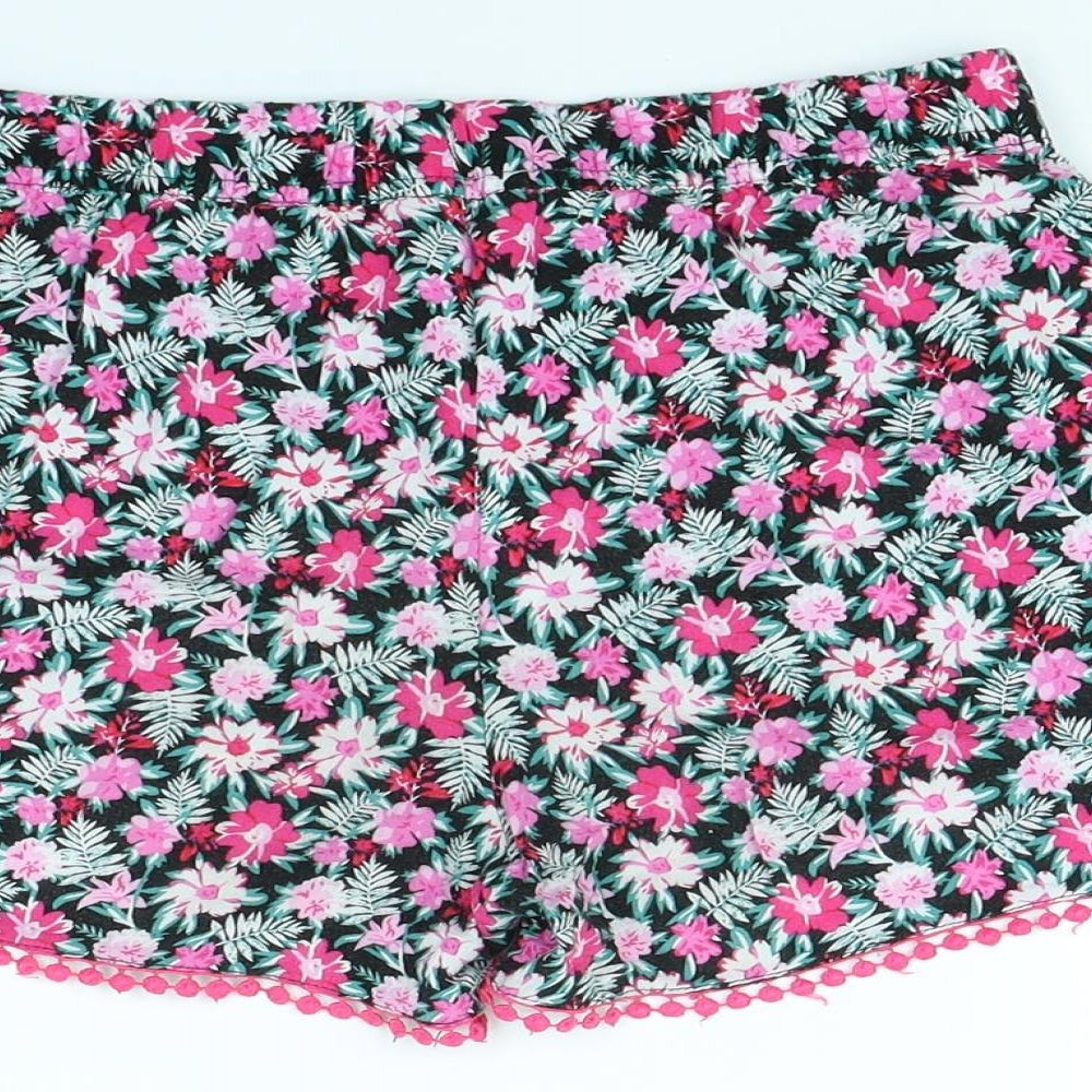 YD Girls Black Floral  Bermuda Shorts Size 11-12 Years