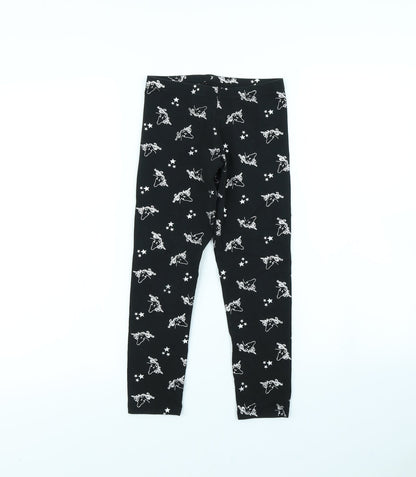 Preloved Nutmeg Girls Black Spotted  Capri Trousers Size 8 Years - Front