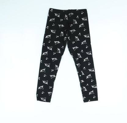 Preloved Nutmeg Girls Black Spotted  Capri Trousers Size 8 Years - Back