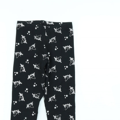Preloved Nutmeg Girls Black Spotted  Capri Trousers Size 8 Years - Detail
