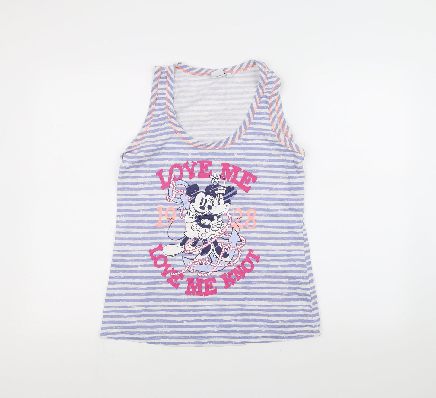 Disney Womens Blue Striped  Basic Tank Size 8