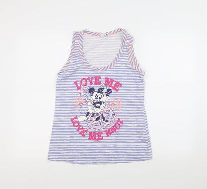 Preloved Disney Womens Blue Striped  Basic Tank Size 8 - Front