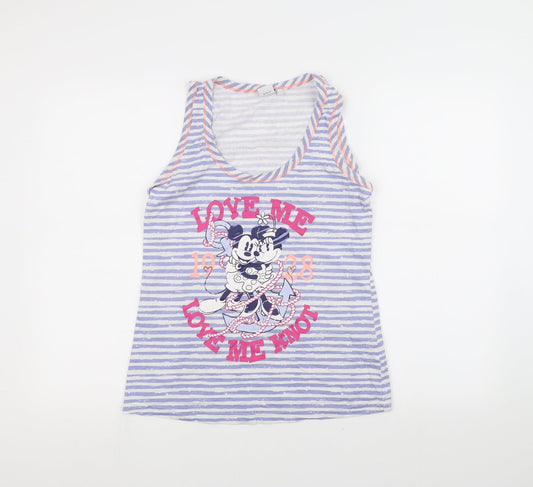 Disney Womens Blue Striped  Basic Tank Size 8