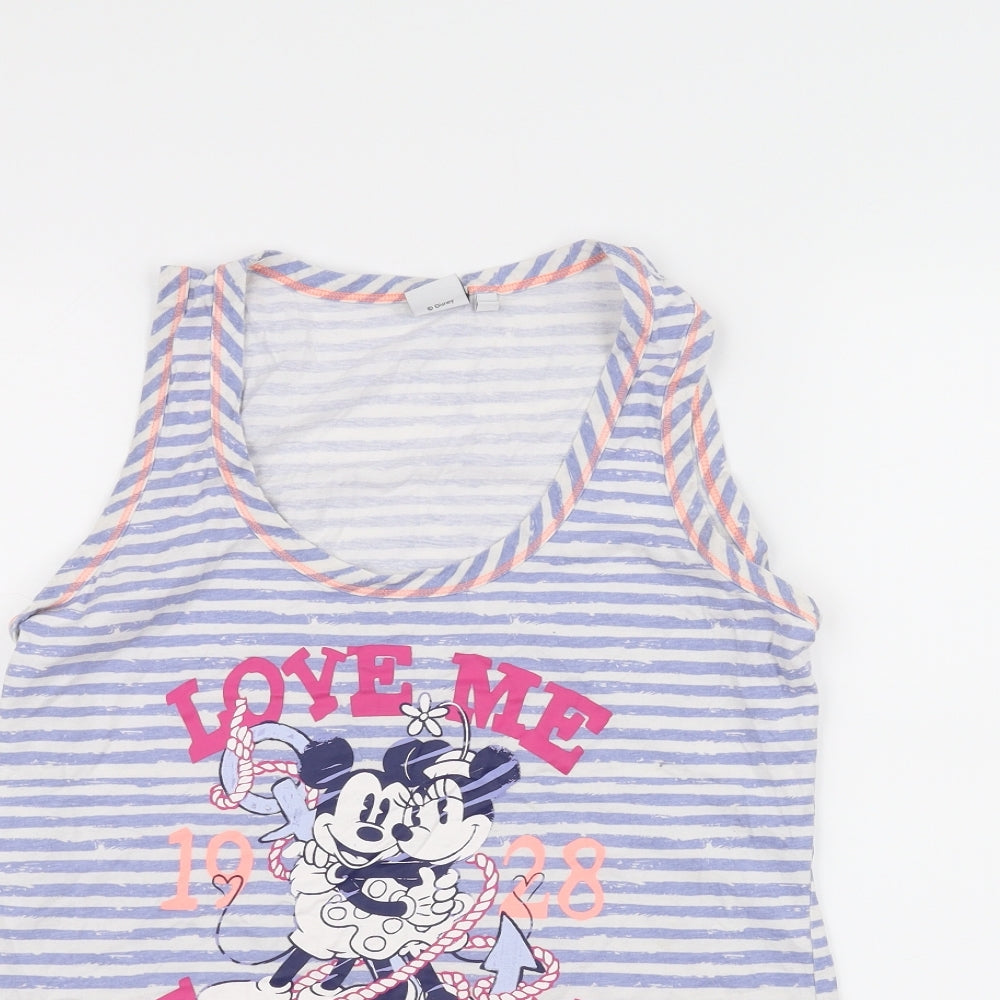 Disney Womens Blue Striped  Basic Tank Size 8