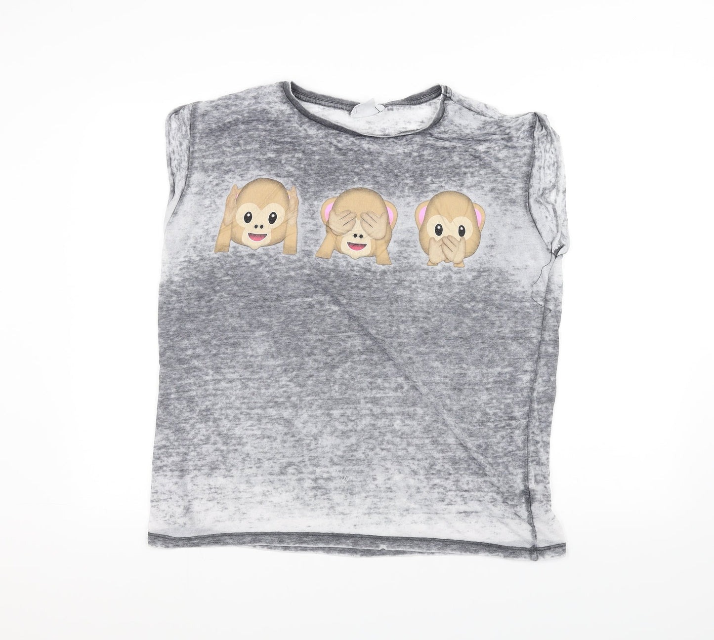 Atmosphere Womens Grey   Basic T-Shirt Size 14  - Emoji