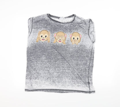 Preloved Atmosphere Womens Grey   Basic T-Shirt Size 14  - Emoji - Front