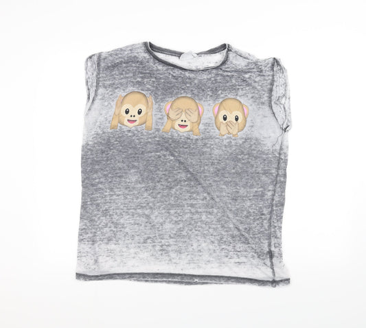 Atmosphere Womens Grey   Basic T-Shirt Size 14  - Emoji