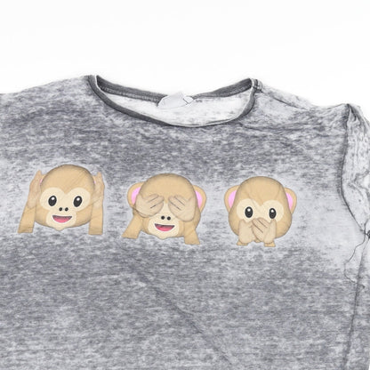 Preloved Atmosphere Womens Grey   Basic T-Shirt Size 14  - Emoji - Detail