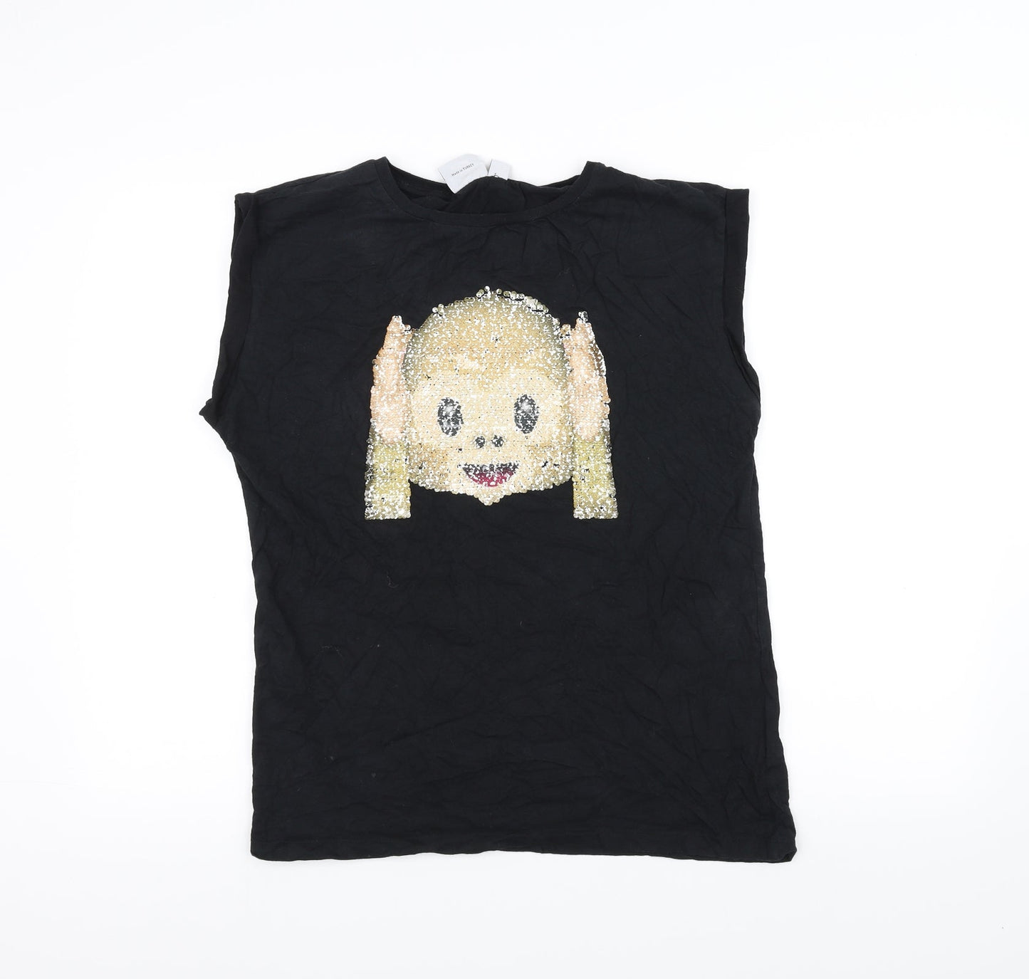 Atmosphere Womens Black   Basic T-Shirt Size 12  - Emoji