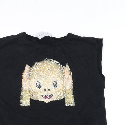 Preloved Atmosphere Womens Black   Basic T-Shirt Size 12  - Emoji - Detail