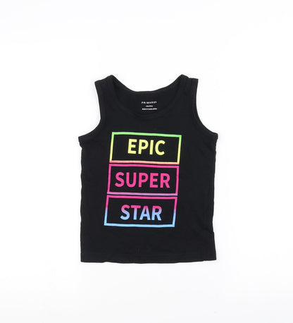 Preloved Primark Girls Black   Basic Tank Size 4-5 Years - Front