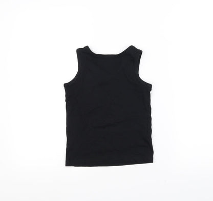 Preloved Primark Girls Black   Basic Tank Size 4-5 Years - Back