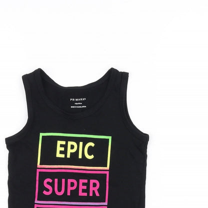 Preloved Primark Girls Black   Basic Tank Size 4-5 Years - Detail