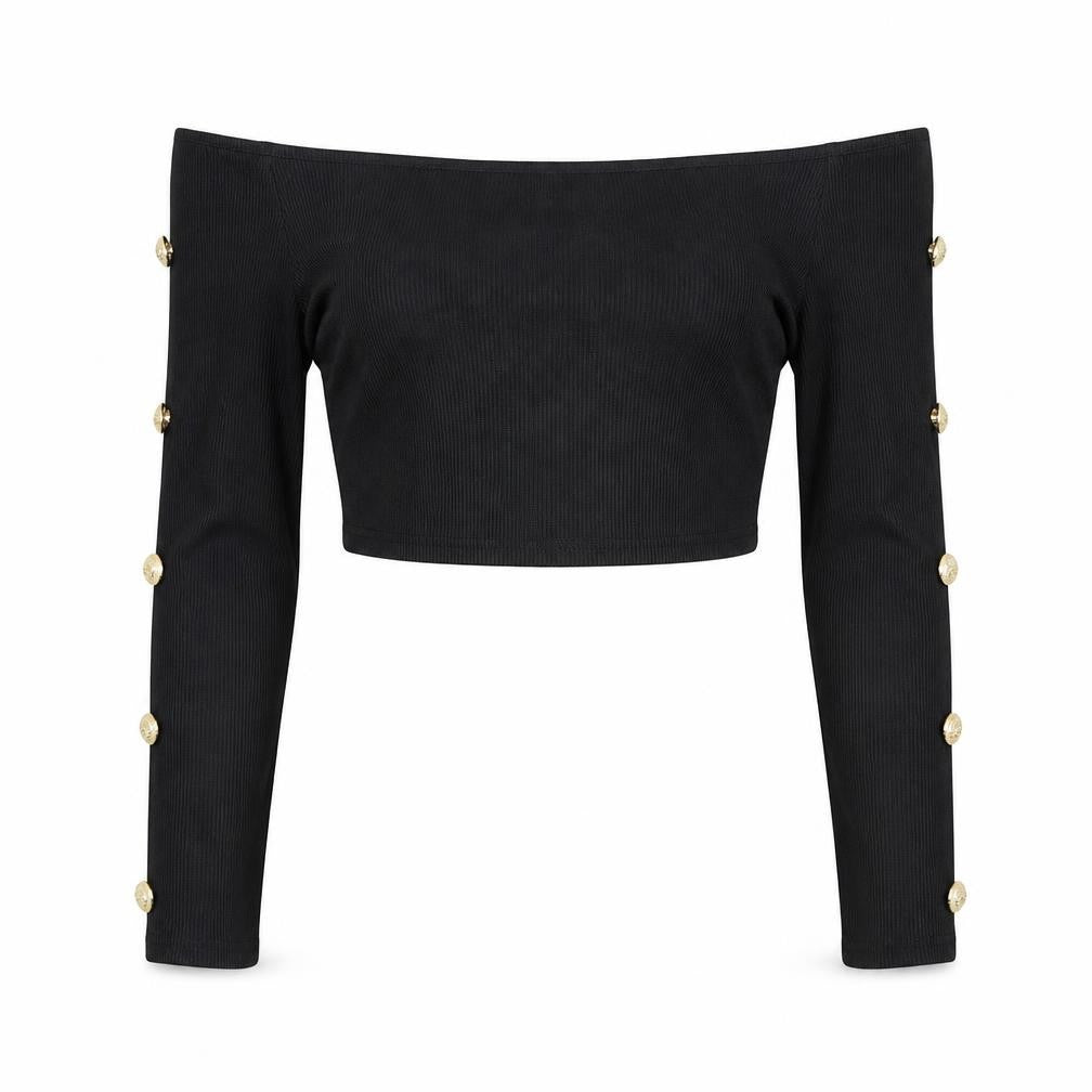 PRETTYLITTLETHING Womens Black   Cropped Blouse Size 4