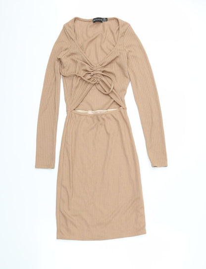 Preloved PRETTYLITTLETHING Womens Beige   Mini  Size 6 - Front