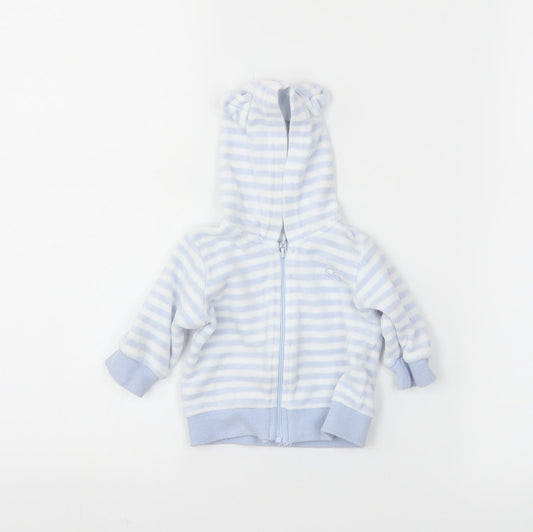 Benetton Boys Blue Striped  Full Zip Jumper Size 0-3 Months