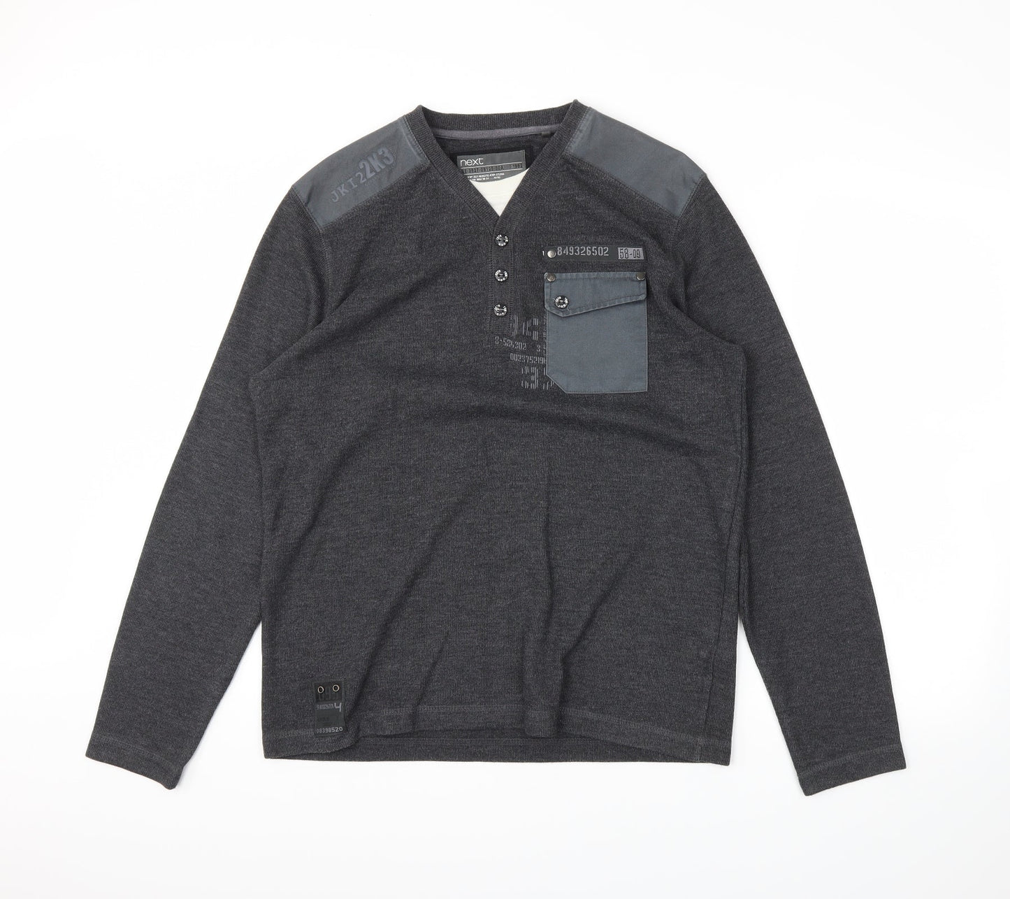 NEXT Womens Grey   Henley Jumper Size M