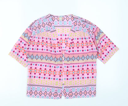 Tu Girls Pink Geometric  Kimono Jacket Size 8 Years
