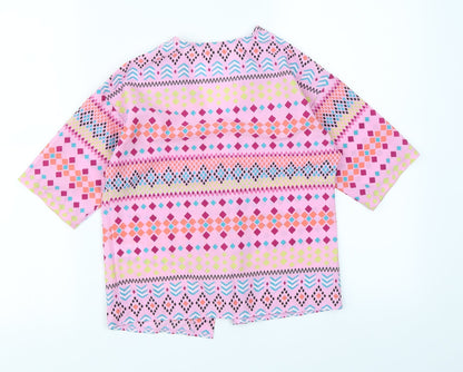 Tu Girls Pink Geometric  Kimono Jacket Size 8 Years