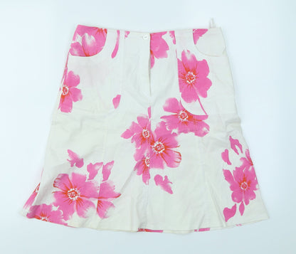 Preloved Andante Womens White Floral  Flare Skirt Size 12 - Front